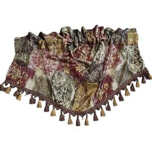 Chris Madden Set 2 Window Treatments 4 Panel 4 Waterfall Crystal Tassel VALANCES